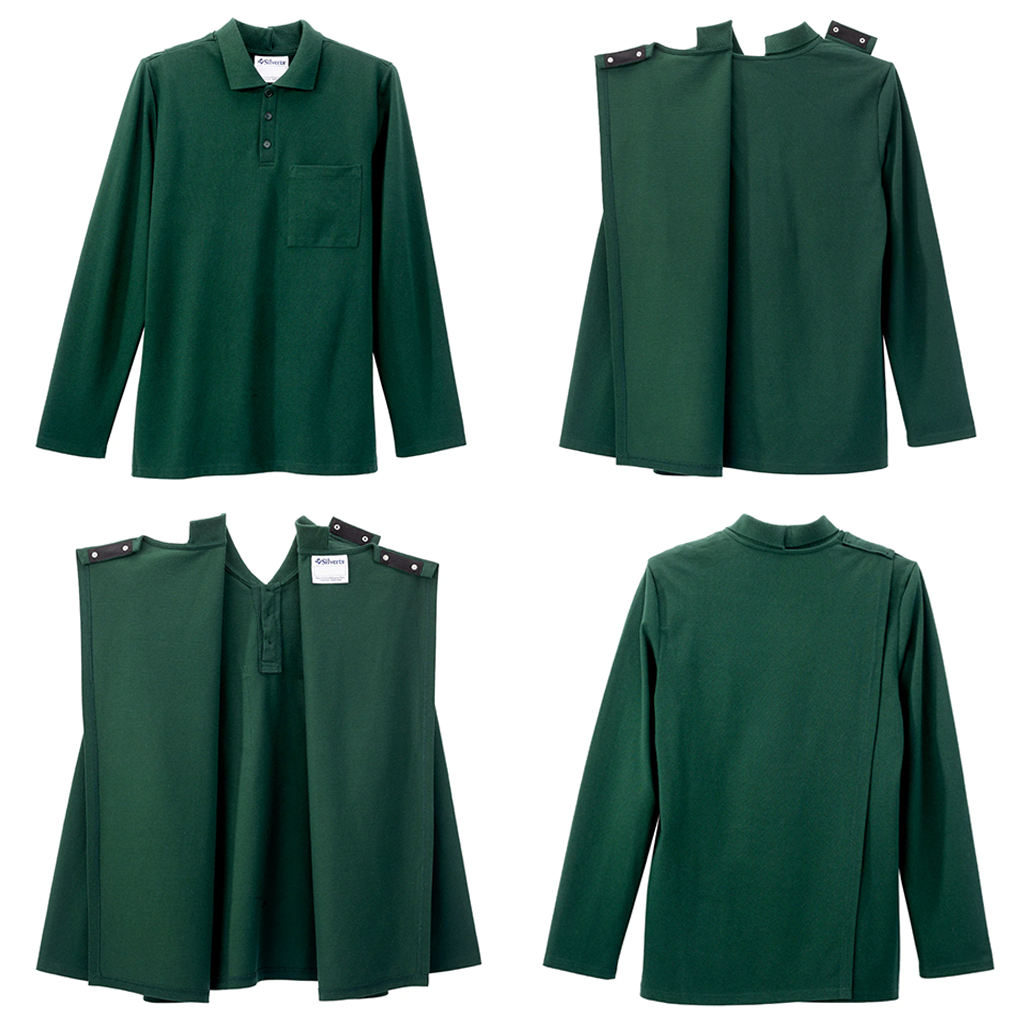 Men's Adaptive Open Back Polo Shirt with Long Sleeves